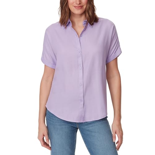 Image of Gloria Vanderbilt Women's Daisy Short Sleeve High-Low Button Down Shirt Standard
