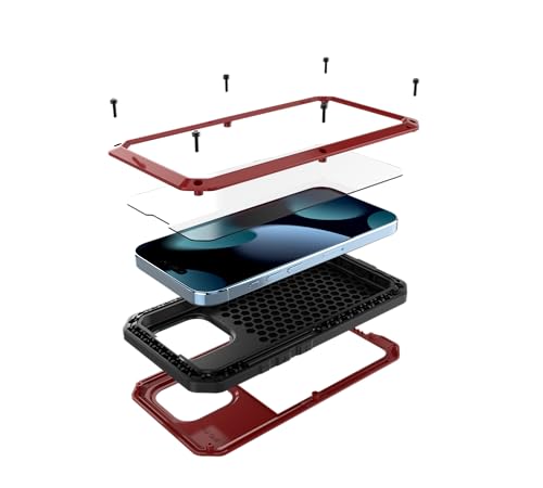 Coque iPhone 15 Pro Max design métallique durable rouge premium - 3