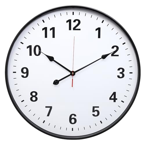 LEIKE Metal Large Wall Clock 24IN Black Retro Silent Quartz Battery Operated Decorative for Patio Kitchen Living Room Bedroom Pool