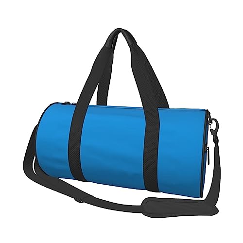Solid Color Blue* Round Large Capacity Foldable Duffel Bag For Women Men, Gym Tote, Sports Duffel.