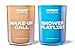 Friday Collective Shower Playlist and Wake-Up Call Candles, Fresh Plus Sweet & Spicy Scents, Made with Essential Oils, 2 Pack, 8 oz, Blue & Cream (1744496)