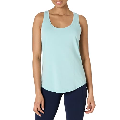 Amazon Essentials Damen Active Soft Cotton Leichtes Yoga-Tanktop mit U-Ausschnitt und Racerback, Relaxed Fit, Hellblau, XL Amazon Essentials Damen Active Soft Cotton Leichtes Yoga-Tanktop mit U-Ausschnitt und Racerback, Relaxed Fit, Hellblau, XL