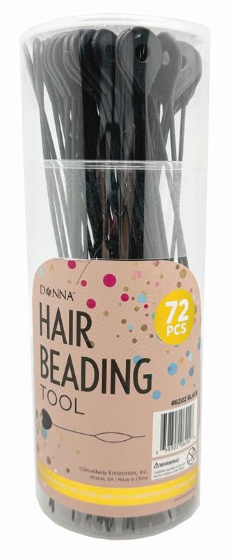 DONNA Hair Beading Tool Set for Braids – 72 PCS Loop Beaders for Beads & Braiding Accessories, Easy Hair Bead Applicator for Kids & Adults, Black