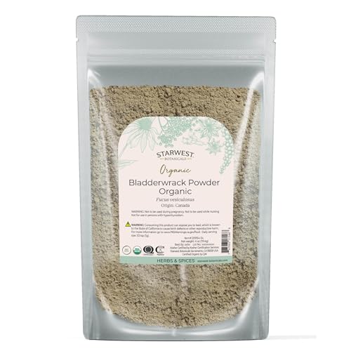 Starwest Botanicals Dried Bladderwrack Organic Powder - Natural Seaweed Herb Versatile Marine Botanical Certified Kosher Non-GMO - 4 oz Pouch