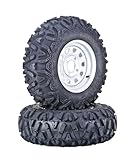LIBRA 26X9-12 ATV Tire Wheel Assembly 6-Ply on 4 Lugs x 110 PCD 5+2 Silver Wheel-10277,SET 2