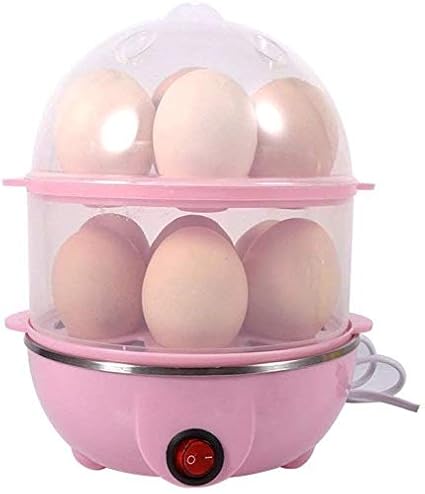 BIRMON Plastic and Steel 2 Layer Electric Egg Boiler for Steaming, Cooking, Boiling and Frying for Automatically Off (Assorted Color- 1 Pcs.)