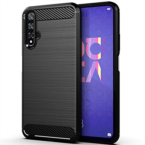 Teléfonos Celulares, Video On Demand USDILU Case LS for Huawei Nova 5T y Honor 20 Funda Uso Rudo Carcasa Protector TPU Suave Durable Silicón Flexible Cover Negro