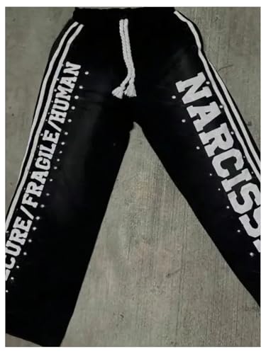 Men's Gothic Y2K Sweatpants Wide Leg Letter Graphic Track Pants Drawstring Waist Sports Trousers2