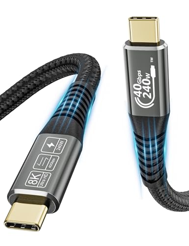 CAKOBLE USB C Kabel auf USB C 0.5m,USB4 Kabel mit Thunderbolt 4 Kabel, 40 Gbps Daten&uuml;bertragung, 240W 48V/5A Schnellladekabel,8K @ 60Hz Videokabel f&uuml;r MacBook, Docking Station, SSD