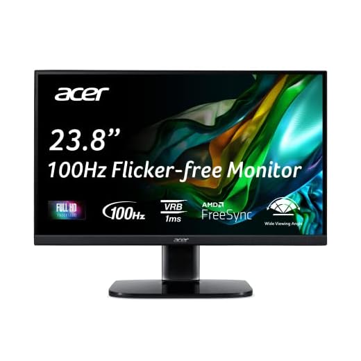 Acer KC242Y Hbi 23.8" Full HD (1920 x 1080) Zero-Frame Gaming Office Monitor | AMD FreeSync Technology | 100Hz | 1ms (VRB) | Low Blue Light | Tilt | HDMI & VGA Ports,Black