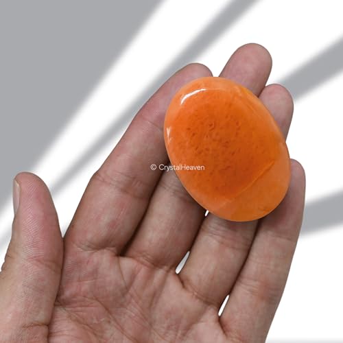 Image of Crystal Heaven Red Aventurine Crystal Palm Pebbles Stones For Anxiety Stress Relief Massage - Aaa Grade Original Healing Gemstone Agate Palm Stone For Yoga Meditation Spiritual Reiki Feng Shui