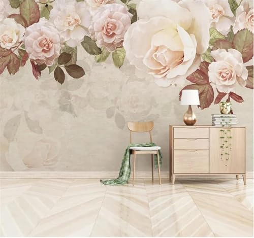 Tzxztt Minimalista Tridimensional Botánico Rosa Floral Papel Pintado 3D Seda Texturizada Primera Calidad Neutros Material Ideal Para SalóN Dormitorio-430cm×300cm