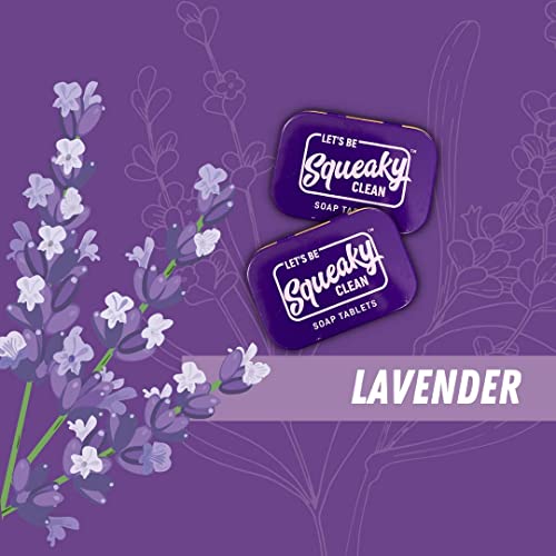 Image of SqueakyClean Hand Made 30 Soap Tablets in Each Tin | Single Wash Hygiene Bar | Hand Soap Tablet | Convenient | Travel & Pocket Friendly | Combo of 3 Sweet Lavender Fragrance