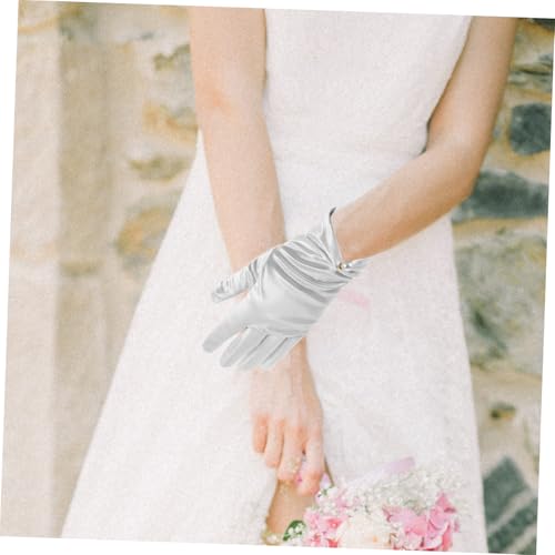 1pair Short Satin Bridal Gloves Detail for Weddings Evening Parties and Tea Events Elegant Lace Gloves for Women and Girls for Photography and Special Occasions4