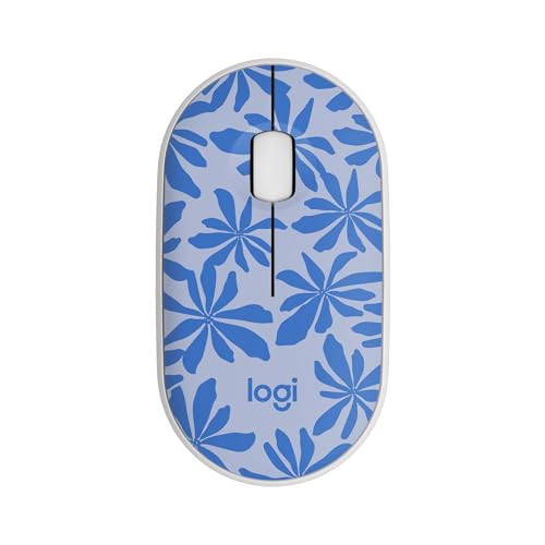 Logitech M340 Compact Ambidextrous Silent Wireless Mouse - Blue Floral - image 1