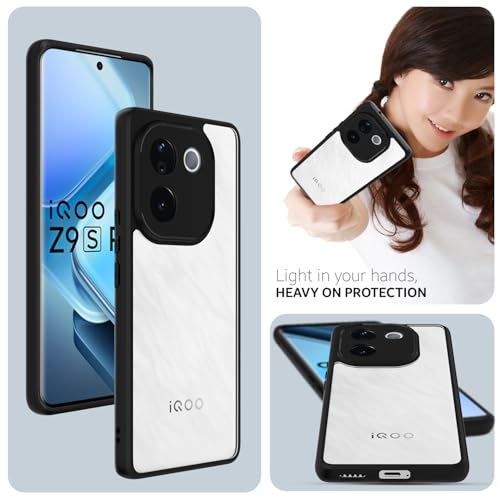 Image of KAPAVER Hybrid Back Cover Case Compatible with iQOO Z9s Pro /Vivo T3 Pro 5G (PC+TPU) (Black)