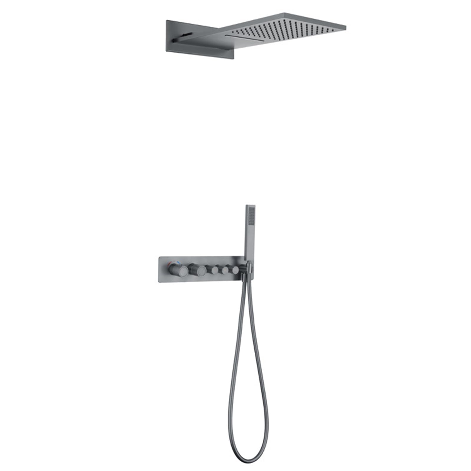 Colonna Doccia Termostatico Incasso Set con Soffione Doccia A Pioggia E Doccetta,Grigio
