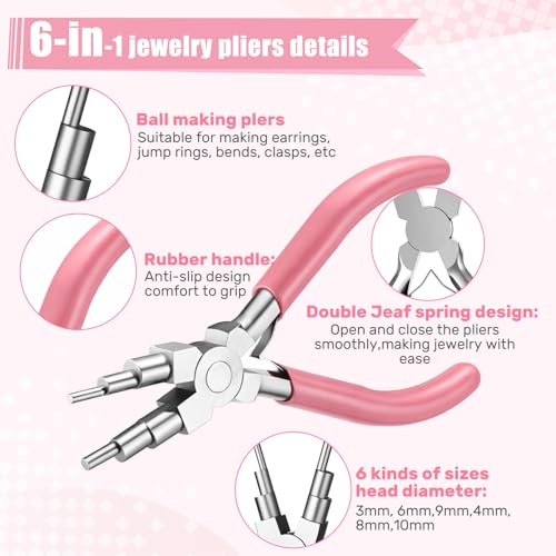 Image of Mudder 2 Pieces Jewelry Making Tool Bail Making Pliers 6 in 1 Jewelry Wire Bending Pliers for Beading Looping Shaping Wire DIY Crafts(Pink)