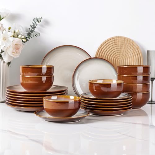 LeRatio Geschirrset für 8 Personen, Steingut Geschirr Set 24-tlg,...