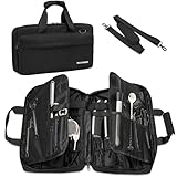 OUUTMEE - Bolsa de cuchillos de chef profesional con 17 ranuras para cuchillos y utensilios de cocina, color negro, Negro , 40 x 6 x 25 CM, Bolsa de viaje