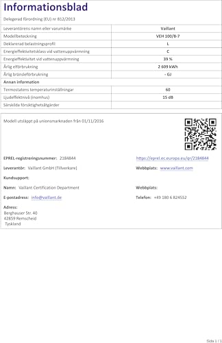 VAILLANT eloSTOR VEH 100/8 exclusive Zweikreis-Elektro-Wandspeicher, Druckspeicher für Etagenwohnungen, druckfester Elektro-Warmwasserspeicher mit 100 l Kapazität und SmartControl