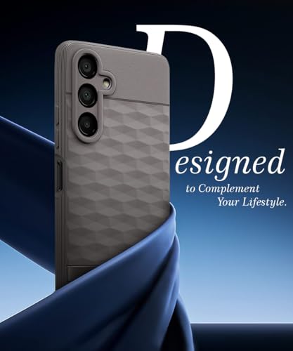 Image of WOW IMAGINE Back Cover for Samsung Galaxy A16 5G with Hexa Cube Design | Ultra Slim Soft Rubberised Case | Inner Velvet Fabric | Matte Silicone Flexible Mobile Case | Camera Protection - Grey