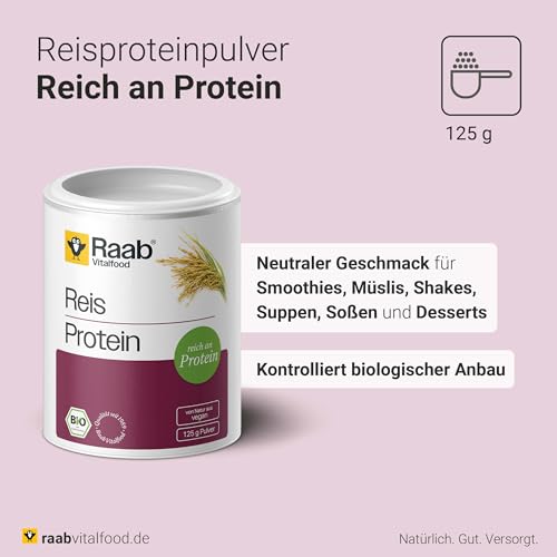 Reisprotein Pulver Bio von Raab Vitalfood mit 80 % pflanzlichem Eiweiß