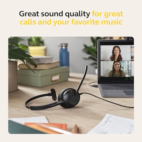 Image of Jabra Evolve2 50 Wired Mono Headset - with AirComfort Technology, Noise-Cancelling Mics & Active Noise Cancellation - Works with All Leading UC Platforms Such as Zoom & Google Meet - Black