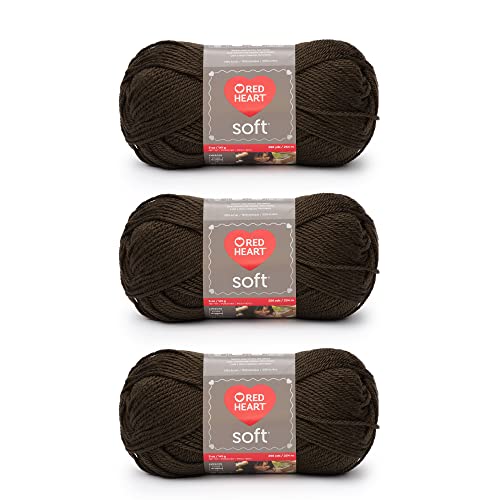 Image of Red Heart Soft Chocolate Yarn - 3 Pack of 141g /5oz - Acrylic - 4 Medium (Worsted) - 256 Yards - Knitting /Crochet
