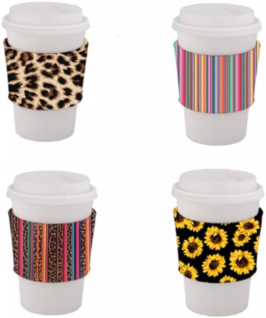 50pcs Sublimation Blank Neoprene Reusable Hot Coffee Cup Insulator Sleeves DIY Heat Transfer Print Neoprene Hot Coffee and Tea Cup Holder Sleeves Cover for Coffee