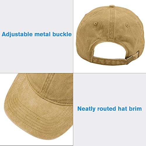 Image of HH HOFNEN Baseball Cap Washed Cotton Unstructured Vintage Hat for Men Women | Unisex Sports Ball Caps Sun Protection Adjustable Outdoor Curved-Brim Dad Hat Classic Plain Cap