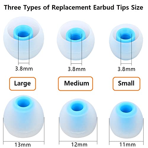Image of Earbud Tips Replacement Earbud Tips Ear Bud Replacement Pieces Silicone Soft and Comfortable Fit for Inner Hole from 3.8mm - 5.1mm Earphones 9 Pairs S /M /L Clear Blue
