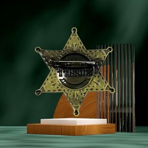Image of Sheriff Police Badge Pin - RE Police & Cowboy Honor Stars Accessories - Cosplay Costume Gift for Women Men