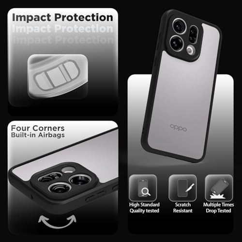 Image of RIGGEAR Shockproof Sleek Hybrid Armor Back Cover Case for Oppo Find X9 5G (Clear PC + Black TPU Bumper)