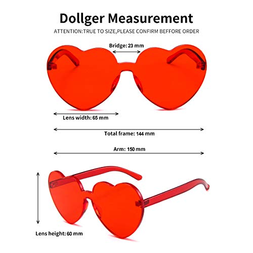 Dollger Heart Shape Sunglasses One Piece Transparent Rimless Candy Color Glasses…2