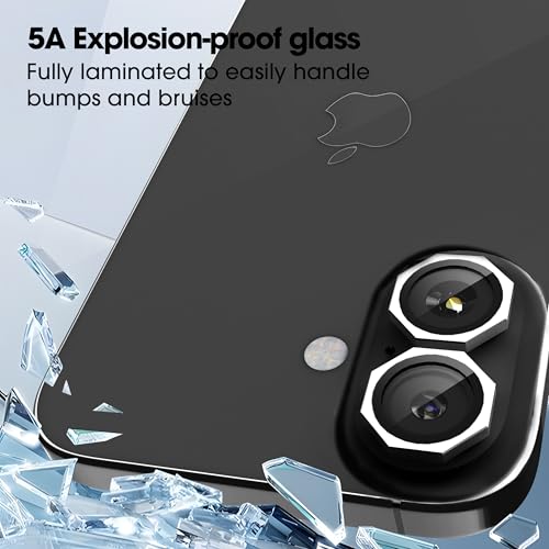 Image of GadgetBite Snaptra Octagon Lens Protector Compatible With iPhone 16 & iPhone 16 Plus - 9H Tempered Glass Camera Cover with Metal Ring, Scratch-Resistant,Camera Lens Protection - Black