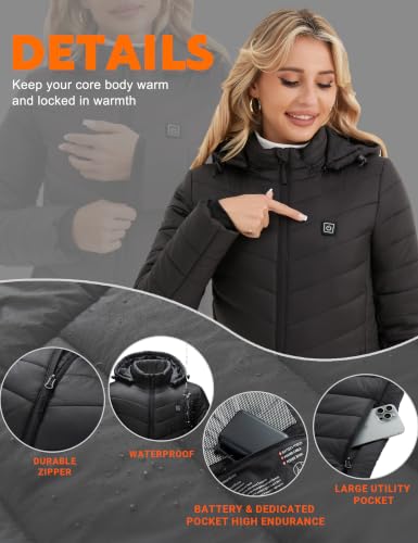 Vestego Heated Jacket for Women with Battery Pack, Winter Coat Gifts - image 6