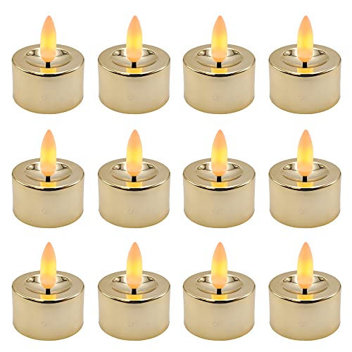 Lumabase 86312 Batteriebetriebene 3D-Docht Flame Teelichter LED Teelichter, Gold Cover