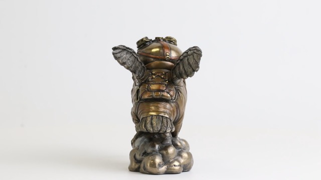 Estatua búho aviador steampunk 4 1/8 pulg Resina broncínea miniatura 7