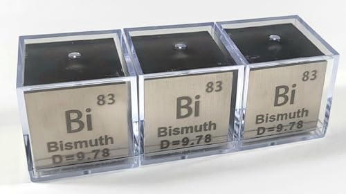 Image of 1.5 inch 38.1mm Bismuth Metal Cube Bi up to 99.9% Pure Periodic Table Element Engraved Density Collection Science Education Display Block Cube + Acrylic Case Box - 1PC