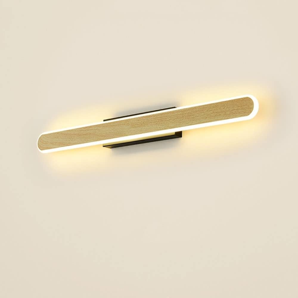JYBNBBE Modern LED Linear Sconce Wall Lamp with Pattern, 3 Sizes, 3000K/6000K for Living Room & Bedroom,Wood