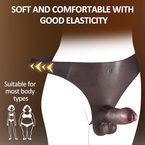 Image of Realistic Strap on Dildo Harness Dildos Panties, Silicone Wearable Dildo Underwear Lesbian Sex Toys, Transgender Clothing Strapon with 6.9 inch Solid Penis, Strapless Dildos Pegging Toys for Women