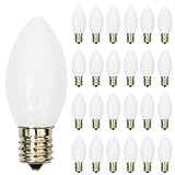 GOOTHY 25 Pack C9 White Replacement Light Bulbs for Christmas Outdoor Patio String Lights, 7 Watt Night Light Bulbs, E17/C9 Intermediate Base Incandescent Chandelier Bulbs- Ceramic White