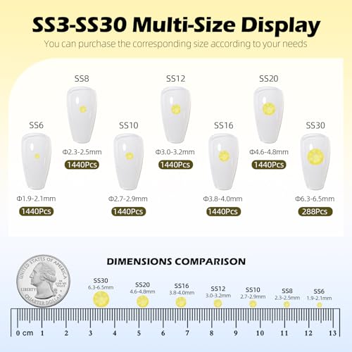 Image of Mocha Citrine Flatback Rhinestones, Glass Rhinestones for Nail Art and Craft, Glue Fix, Loose Crystal Gemstones(Mocha Citrine, SS6, 1440pcs, 1.9-2.0mm)