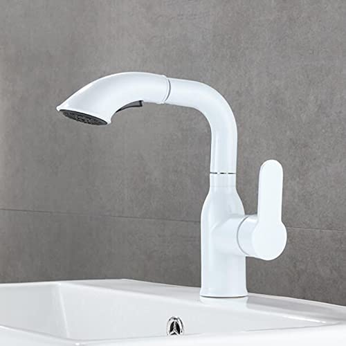 Grifo monomando de latón dorado para lavabo con caño extraíble y diseño retráctil