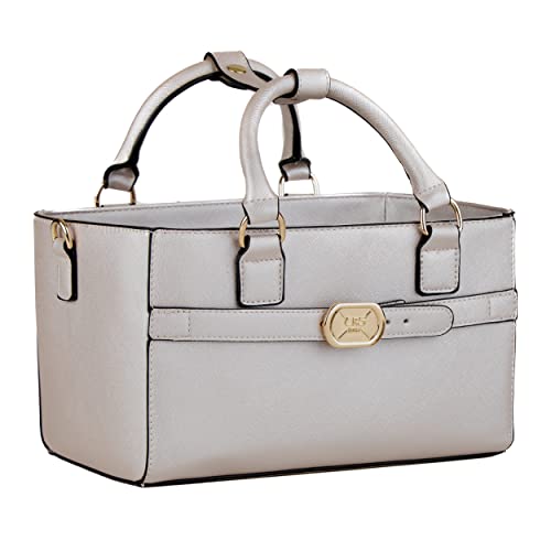 CRS クロスリンクサイドトート.アイススケートアクセサリーバッグ フィギュアスケート ローラースケーター インラインスケーター バレエ ダンス 応援 ガード 水筒 ティッシュ 電話 整理 (シルバーパールトート)の画像