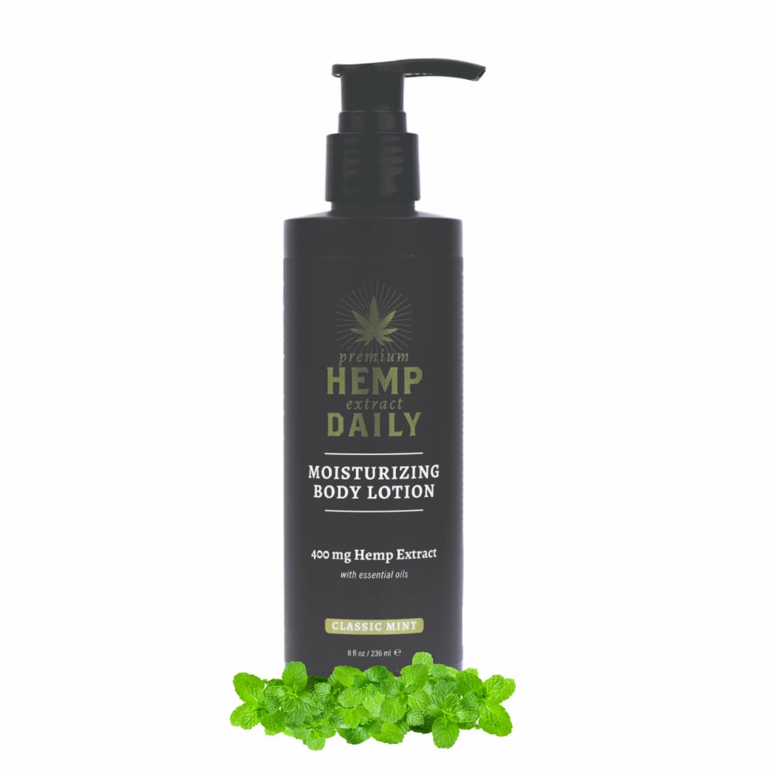 Premium Hemp Daily Ultra-Moisturizing Body Lotion - Face Moisturizer & Hand Cream - Dry Skincare Cream with Hemp Seed & Essential Oils - Classic Mint