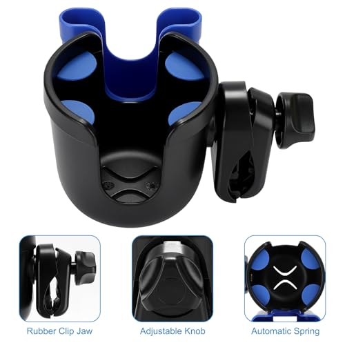 Image of Accmor 2-in-1 Wheelchair Cup Holder, Walker Cup Holder with Phone Holder, Universal Drinks Holder for Stroller, Rollator, Scooter, Walker, Wheelchair Accessory