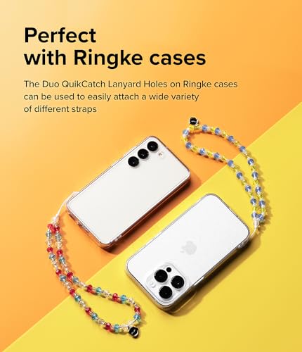 Image of Ringke Beaded Strap Compatible for Cell Phone Case, Cute Aesthetic Stone Beads Charm Keychain Wrist Hand Bracelet Strap for Phone Cover Decoration Accessories for Women, Girls