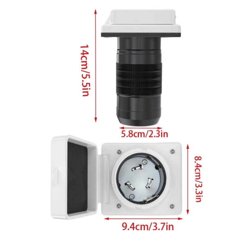 Applies to 50 Amp 125/250V Marine Power Inlet Male Socket Replace NEMA SS2-50P Enclosed Lockable Flanged Male Plug Inlet Box(White)